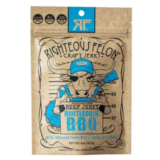 RIGHTEOUS FELON CRAFT JERKY Bootleggin' Baby Blues Bbq Beef Jerky 2oz
