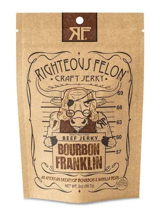 RIGHTEOUS FELON CRAFT JERKY Bourbon Franklin Beef Jerky 2oz