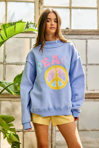 Bucketlist- Reversible Peace & Power Oversized Sweatshirt