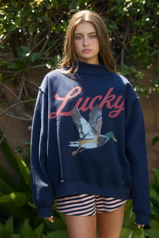 Bucketlist- 'lucky & Mallard' Mock-neck Sweatshirt