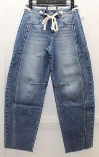 Risen - Slouchy Ankle Barrel Jeans With Waistband Drawstring