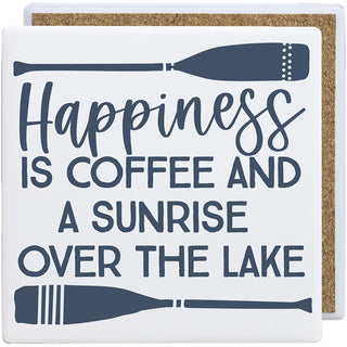 Sincere Surroundings - Coffee Sunrise Lake - Creamic Coaster Squares