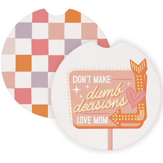 Sincere Surroundings - Dumb Decisions Checkers - Car Coasters