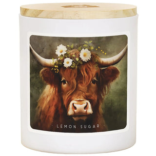 Sincere Surroundings - Floral Highland Cow - Lemon Sugar - Candles