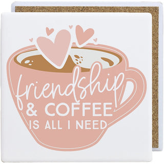 Sincere Surroundings - Friendship & Coffee - Creamic Coaster Squares