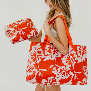 Pretty Simple - Large Kona Cove Tyvek Splashproof Beach Tote - Floral Pink