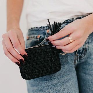 Pretty Simple - River Raffia Clippable Card Holder Wallet - Black