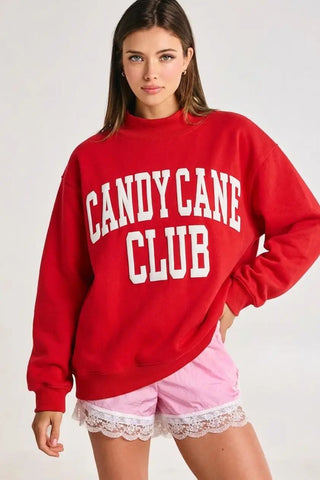 Bucketlist - 'candy Cane Club' Mock Neck Sweatshirt
