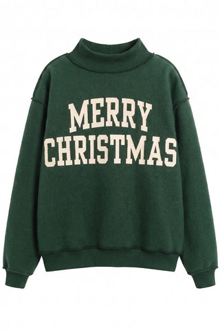 BUCKETLIST - 'Merry Christmas' Reversible Mock-neck Sweatshirt