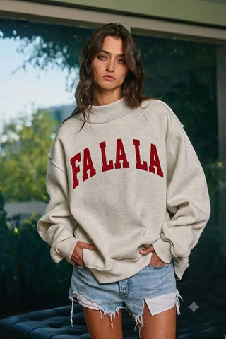 Bucketlist - 'fa La La & Ho Ho Ho' Mock Neck Sweatshirt