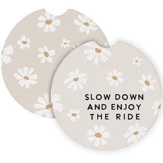Sincere Surroundings Slow Down Enjoy Daisies - Car Coasters