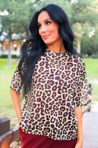 Jess Lea Emma Mesh Tee- Safari Chic