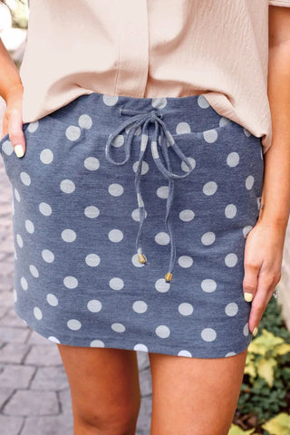 Jess Lea Refined Denim Stretch Skort- Polka Dot