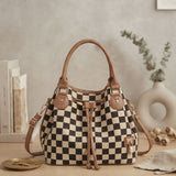 Mimi - Allison Checker Drawstring Bucket Bag