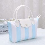 Mimi - Riley Striped Nylon Double Handle Crossbody Bag
