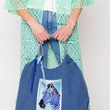 Mimi - Zebra Pattern Nylon Rope Handle Tote Bag