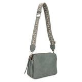 Mimi - Mila 3 Compartment Crossbody Bag With Guitar Strap - Moss