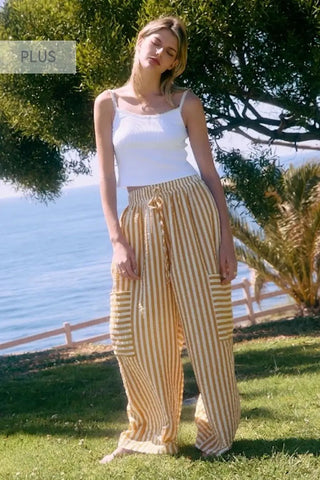 Oddi - Plus Striped Wide Leg Barrel Pants