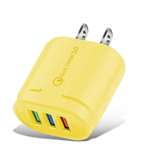 Tech Trendz 3 Usb Quick Charging Adapter - Yellow