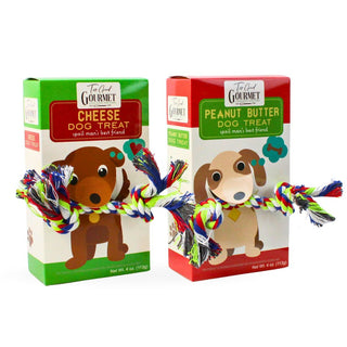 Too Good Gourmet Dog Gift Set – Treats With Rope Toy: Peanut Butter & Cheese