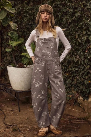Oddi - Cowboy Motif Printed Overall