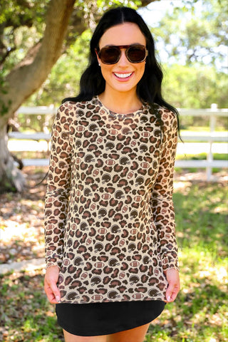 Jess Lea - Alyssa Mesh Top - Game Day Leopard