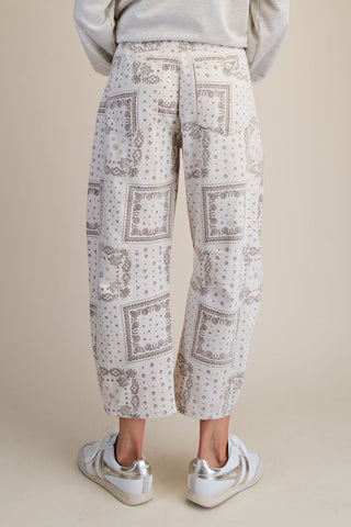 Easel - Bandana Print Washed Barrel Pants