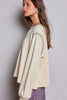 Pol - Vintage Waffle Knit Oversized Long Sleeve Top - Almond