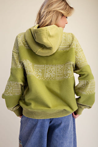 Easel - Bandana Printed Washed Hooded Pullover