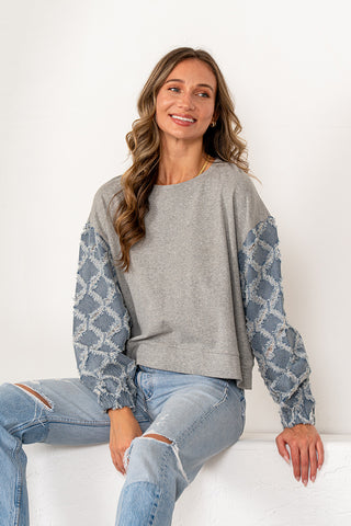 Sew In Love - Denim Sleeve Top - Grey Denim