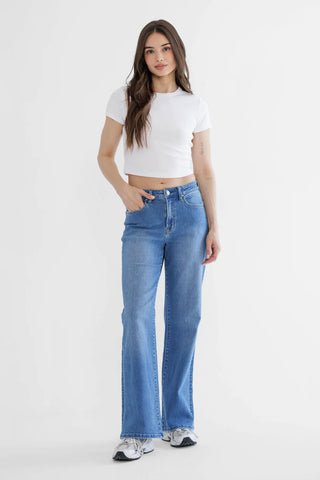 Mica Denim - High Rise Wide Leg - Medium Wash