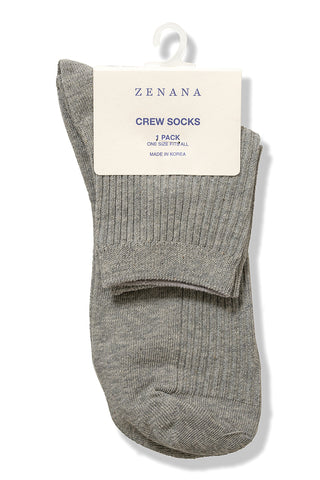 Zenana - Ribbed Crew Socks - H. Grey