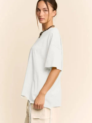 Davi & Dani Drawstring Oversized Tee - White