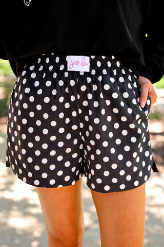 Jess Lea -Easy Win Polka Dot Boxer Shorts- Black