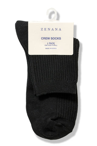 Zenana - Ribbed Crew Socks - Black