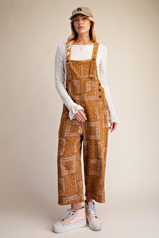 Easel - Bandana Print Washed Twill Overall