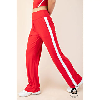 Rae Mode - Recycled Butter Striping Straight Pant - True Red/White