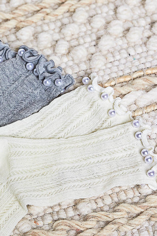 Knit Leg Warmers, Mid-Calf, Black/Gray/Cream