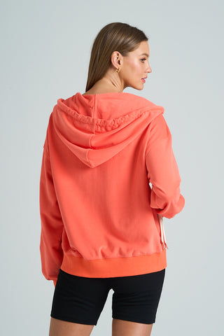 The Greii - Braided Drawstring Hoodie - Coral