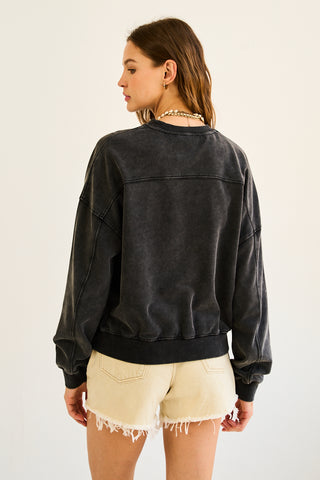 The Greii - Burnout Washed Sweatshirt - Black