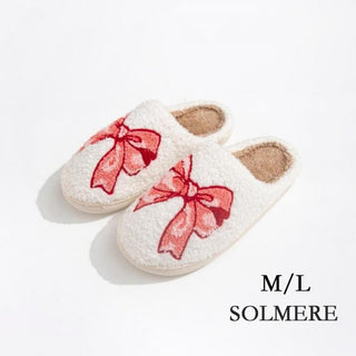 Judson - Plush Pink Leopard Print Bow Slide On Slippers - Pink
