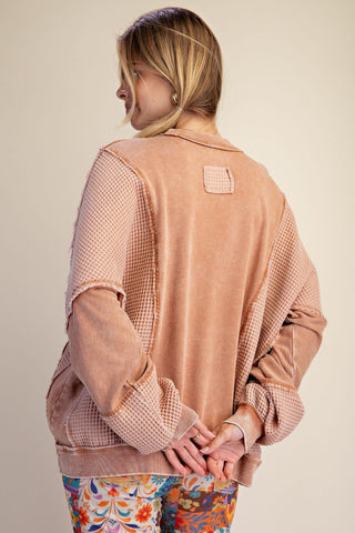 Easel - Thermal Mix Washed Terry Pullover - Almond