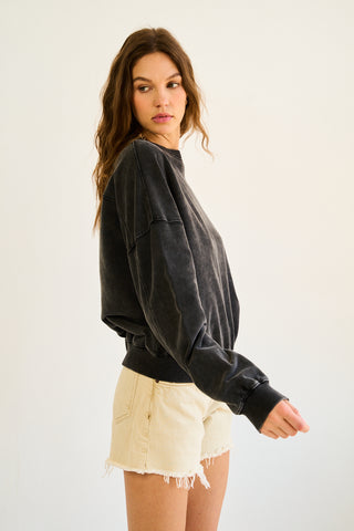 The Greii - Burnout Washed Sweatshirt - Black