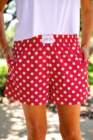Jess Lea -Easy Win Polka Dot Boxer Shorts- Red