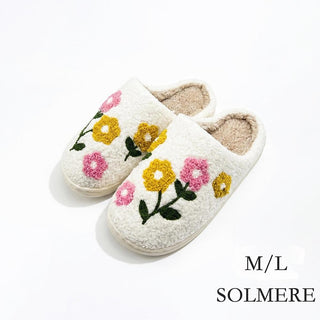 Judson - Solmere Slippers Plush Flowers Slide On Slippers - Floral