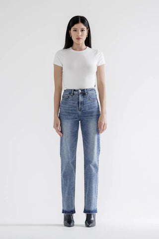 Mica Denim - Super High Straight Leg - Medium Wash