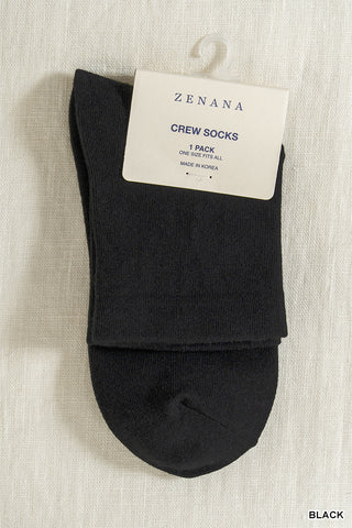 Zenana - Crew Socks - Black