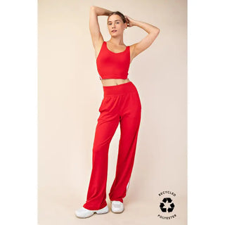 Rae Mode - Recycled Butter Striping Straight Pant - True Red/White