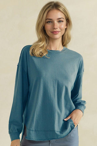 Yelete - Loose Cotton Long Sleeve - Denim