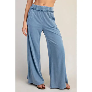 Rae Mode - Terry Butter Wide Pants - Dusty Blue
